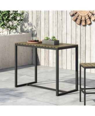 Ernesto Acacia Wood Modern Industrial Outdoor Bar Table