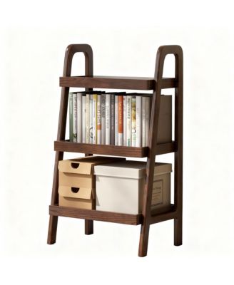 Solid Oak 3 Tier Ladder Shelf Small Bookshelf Stable Frame Living Room Bedroom