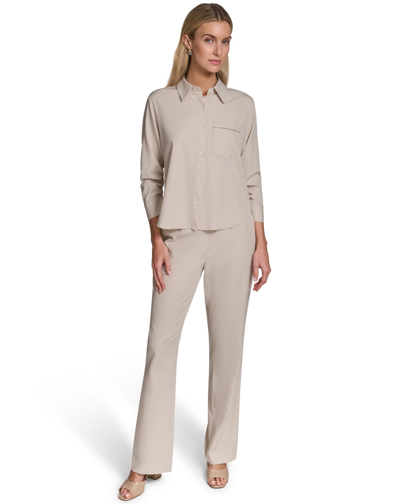 Женская рубашка Calvin Klein Button-Down, цвет: Бежевый — фото 6