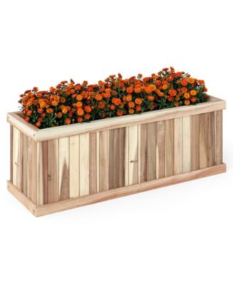 Wooden Rectangular Planter Box with Drainage