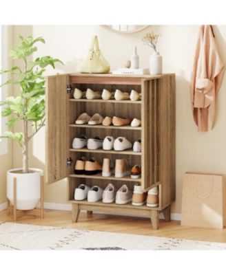 Shoe Organizer with 6 Shelves and Decorative Doors