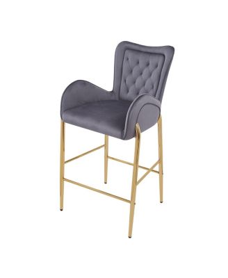 Velvet Counter Height Bar Stools (Set of 2) with Golden Legs
