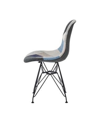 Streamdale Patchwork Bohemian Accent Chair with Chromed Legs, Geometric Pattern, Set of 2