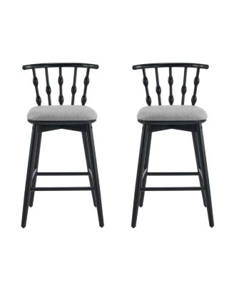Modern Hourglass Back Rubberwood Bar Stool - Set of 2