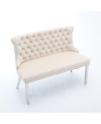 Streamdale Velvet Double Dining Loveseat Bench, 2-Seat Tufted Bench w/Handmade Buttons