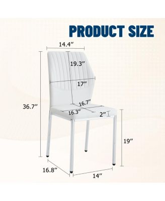 Streamdale Luxury Simple Chair - Set of 6 White PU Dining Chairs with Metal Silver Legs