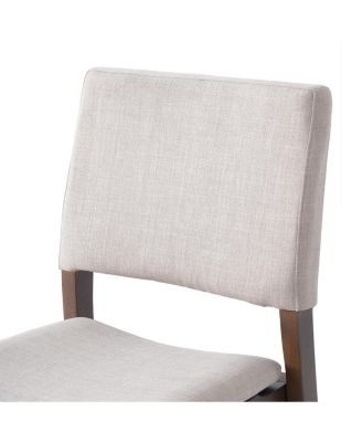 Upholstered Stackable Dining Chairs Set of 2 - Linen Fabric, Solid Wood Frame