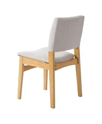 Upholstered Stackable Dining Chairs Set of 2 - Linen Fabric, Solid Wood Frame