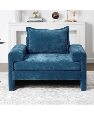 Chenille Upholstered Armchair with Wide Armrests