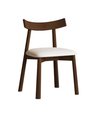 Modern Walnut Dining Chairs with Thick Cushions (Set of 2)