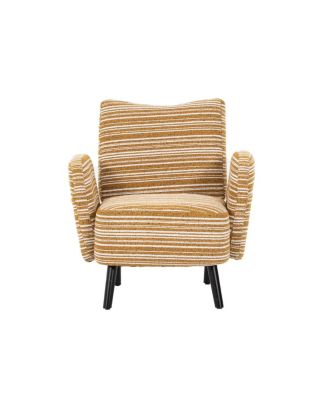 Modern armchair with sanded fabric, side pocket, solid wood legs
