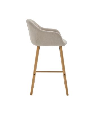 Modern Linen Bar Stools Set of 2 with Back & Armrest