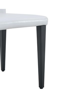 Set of 4 White PU Dining Chairs with Ergonomic Backrest & Comfortable Seat