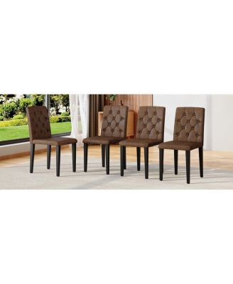 4-Pack Suede Dining Chairs with Button
