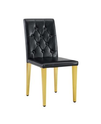 Streamdale Elegant PU Dining Chair with Ergonomic Buckle Backrest