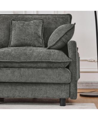 101.9" 3-seater cashmere sofa w/ movable footstool, modular design.