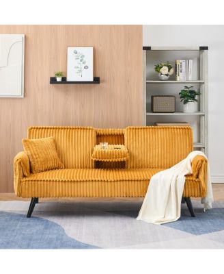Minimalist straight-line corduroy sofa for living room and bedroom