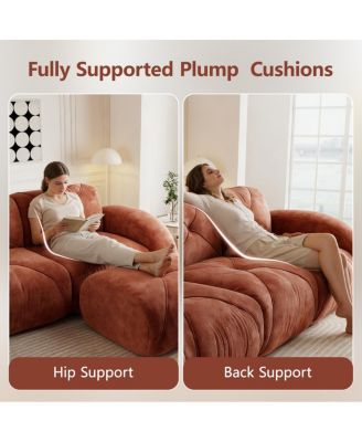 U-shaped Boneless Sofa, Soft Velvet, Tufted, 32D Sponge, No Assembly.