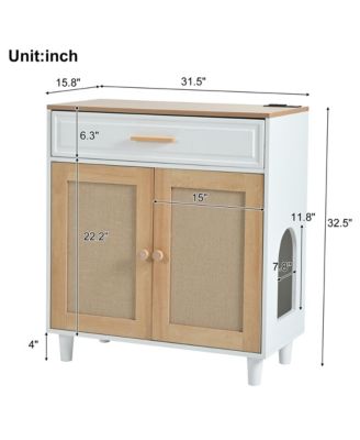 3-in-1 Cat Furniture: Litter Box Enclosure with Scratcher & Storage – Modern Side Table Design, Hidden Cat House for Living Room