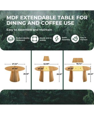 Extendable Mid-Century Modern Pedestal Dining/Coffee Table (6-10 People)