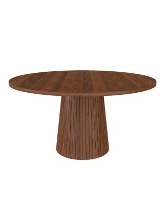 Round Farmhouse Dining Table with Wood Base.