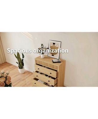 3 Drawer Dresser for Bedroom, Wide Fluted Chest of Drawers, Modern Wooden Nightstand Storage Cabinet