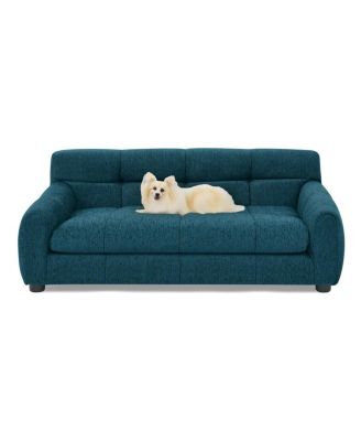 38 Inch Dog Sofa Bed, Blue Linen Sofa with Armrest and Backrest for Large and Medium Breeds