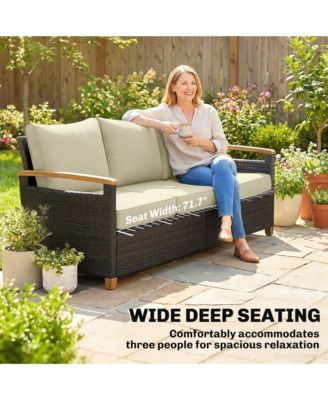 3 Seater Outdoor Couch Sofa with Cushioned Wide Seats