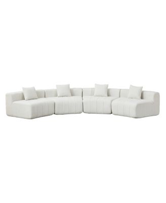 Chenille Curved Sectional Sofa with 4 Pillows, Semi-Circular Modular Design