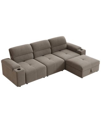 Streamdale Modern L-shaped sectional sofa, 105-inch cloud sofa with adjustable backrest and ottoman