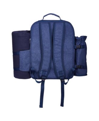 4-Person Picnic Backpack with Insulated Cooler, Blanket and Tableware Set