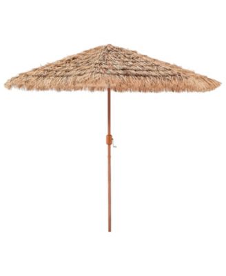 9 Ft Thatched Tiki Patio Umbrella with Tilt and Metal Ribs