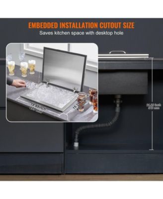 20 x 16 x 13 Inch Drop-In Stainless Steel Ice Chest, 40 Qt with Hinged Lid