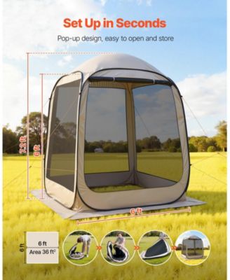 6 x 6 Ft Pop-Up Screen House Tent for 4-6 People with Carry Bag