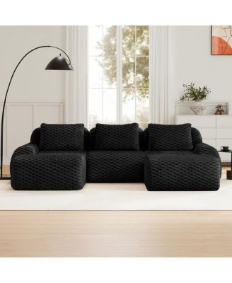 Streamdale Modern U-Shaped Modular Sectional Sofa, Flannelette, Oversized 3-Seater