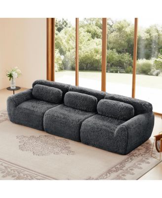 Streamdale 114" Soft Fluffy Plush Modular Sectional Sofa w/ Ottoman & Pillows
