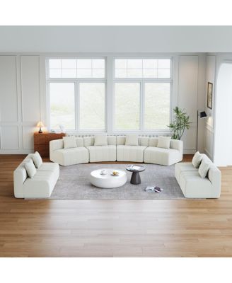 Streamdale Chenille Curved Sectional Sofa with 8 Pillows and Modular Seats
