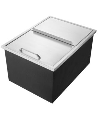 24 x 18 x 13 Inch Drop-In Stainless Steel Ice Chest, 40.9 Qt with Sliding Lid