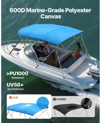 4 Bow Boat Bimini Top 8 Ft with Aluminum Frame