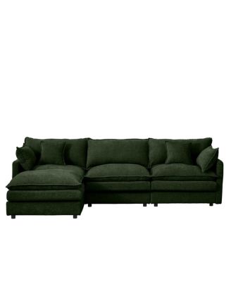  Modular Sectional Sofa, 102" L-Shaped Couch Set, 3-Seater Cloud Couch w/ Ottoman