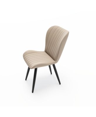 Set of 4 Modern PU Leather Dining Chairs with Thick Cushions & Metal Legs