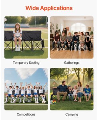 6-Seat Portable Folding Sports Bench with Backrest and