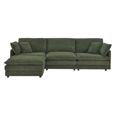 Modern L-Shaped Sectional Sofa with Ottoman, 4-Seater Convertible Couch