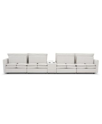 140" U-Shaped Modular Chenille Cloud Couch, 6-Seater Sofa w/ Ottoman