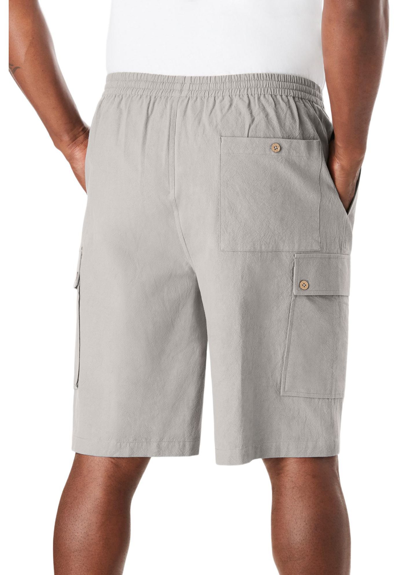 Мужские шорты KingSize Full Elastic Waist Gauze Cargo, цвет: Чёрный — фото 2