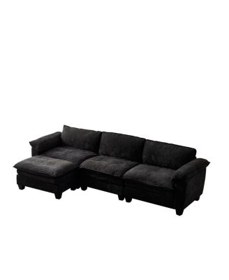  Living Room Sofa Luxury Couch with Ottoman Soft Chenille L Shape Sofa