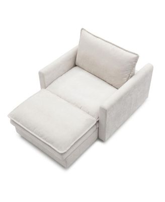 Chenille Sofa Bed, Cozy Lounge Chair with Ottoman 1-Seat