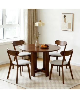 Solid Wood Dining Chairs Set of 2, Mid Century Modern Upholstered Kitchen Chair