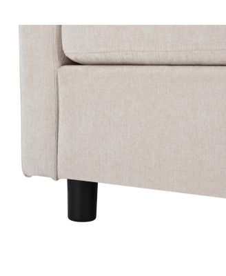 Chenille Curved Chaise 3-Piece Sectional Sofa w/ Pillows