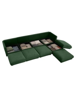 Streamdale Modular Green 4-Seat L-Shaped Sectional Sofa with Storage